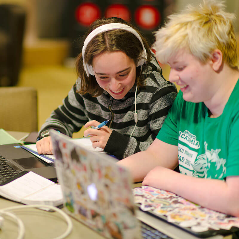 Two students working on a project