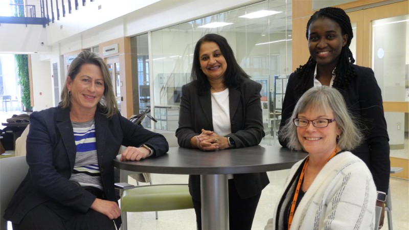 The development team of faculty-researchers building the series of education modules, includes (from left) Lisa Greenwood, Sumita Mishra, Yewande Abraham, and Jennifer Schneider
